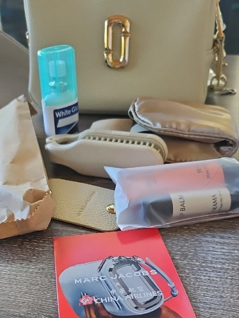 Marc Jacobs Snap Shot China Airlines Cream Vanity Bag with Gold Hardware